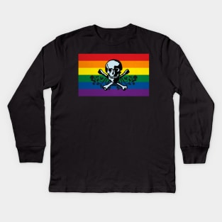 Pride Pirate Flag Kids Long Sleeve T-Shirt